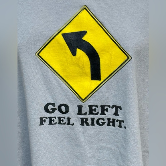 Go Left Feel Right Gray T Shirt By Beneficial T’s. Men’s Size Large - Picture 3 of 9
